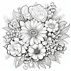 bouquet of flowers coloring page
