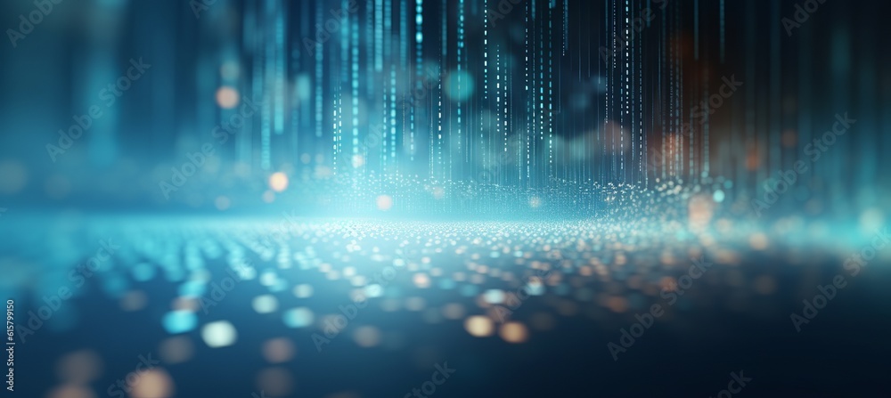 Poster Data virtual cyberspace matrix technology background. Generative AI technology.