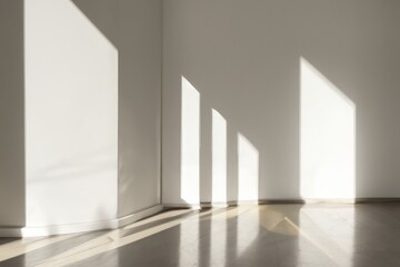 Fototapeta premium empty white room with windows and shadow