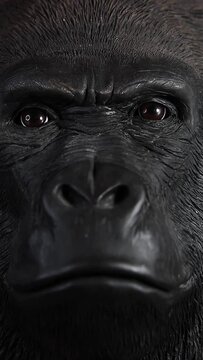 vertical video of gorilla head