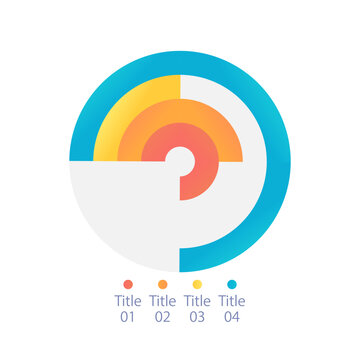 Radial bar infographic chart design template with four grid lines. Progress rate. Editable circular infochart with multi rings. Visual data presentation. Myriad Pro-Bold, Regular fonts used