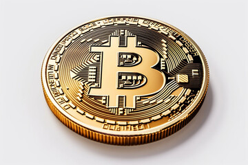 Fototapeta na wymiar Golden Bitcoin Isolated on White Background