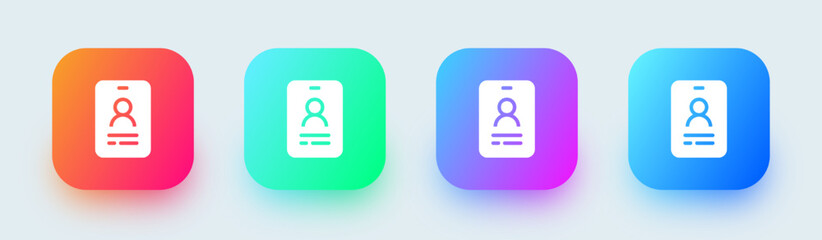 Identity solid icon in square gradient colors. User signs vector illustration.