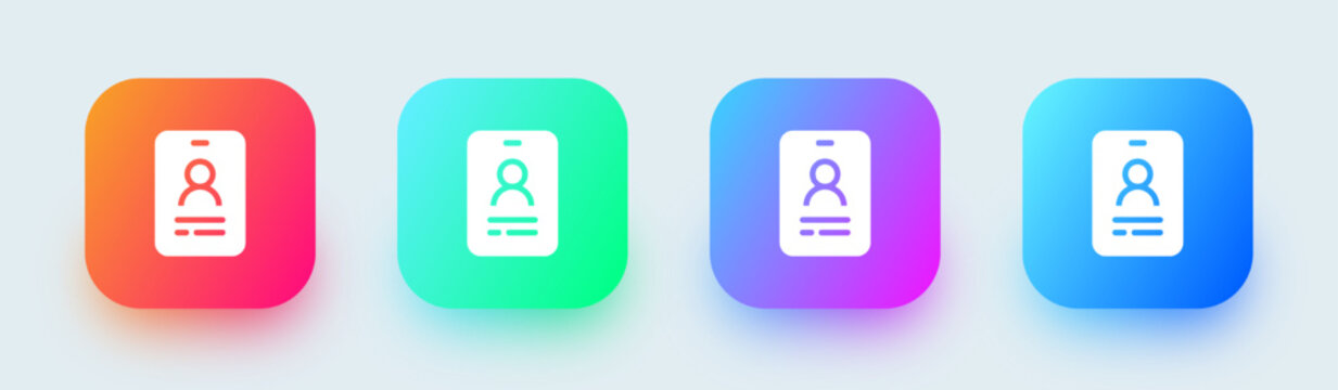 Identity solid icon in square gradient colors. User signs vector illustration.