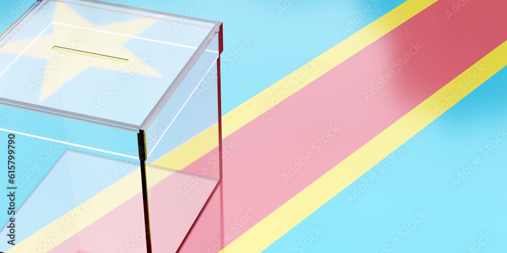 Canvas Prints Congo elections, Voting box and national flag. 3d