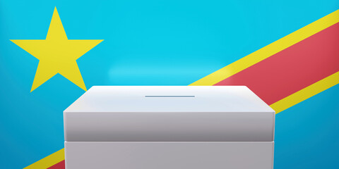 Congo elections, Voting box and national flag. 3d