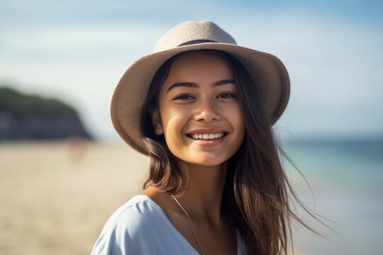 happy woman at the beach