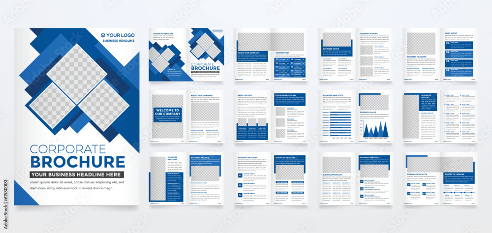 Wall mural set of business brochure template with modern concept and minimalist layout use for company profile 