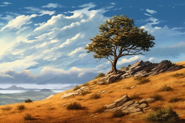 Lone tree on a hilltop