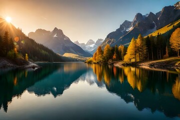 lake in the mountains geberated by AI technology