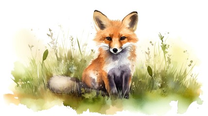 watercolor painting of a fox