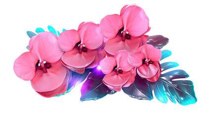 Photo of a beautiful bouquet of pink flowers on a transparent background png