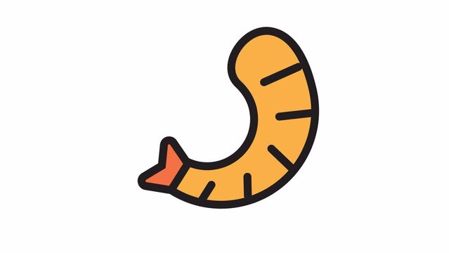 Shrimp, Food and Drink animated icon on transparent background.
