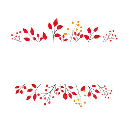 紅葉した葉のフレーム　グラフィック素材　デザイン素材　秋　紅葉　赤
