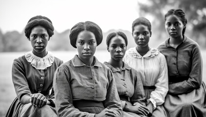 African American slaves family or group of black slaves. representing five generations all born on the plantation history concept of slavery - obrazy, fototapety, plakaty