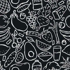 Healthy food pattern. Drawn healthy food background