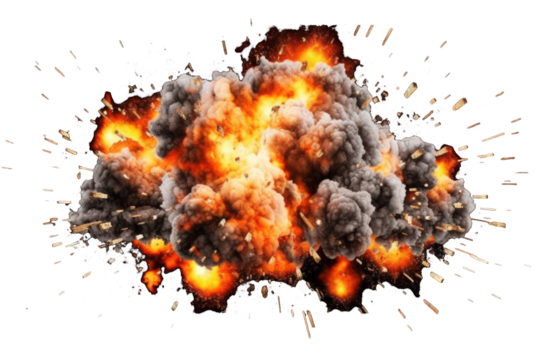 Explosion border illustration on a transparent background. Generative AI.