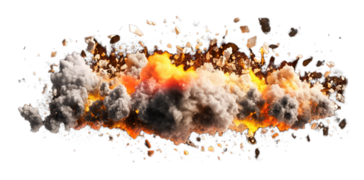 Explosion border illustration on a transparent background. Generative AI.