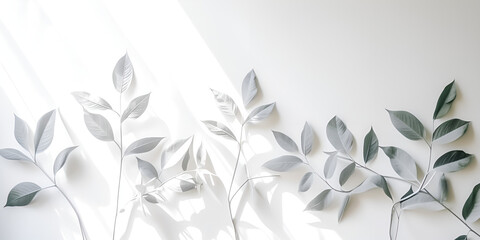 Elegant White Background with Folded Origami Maple Leaves