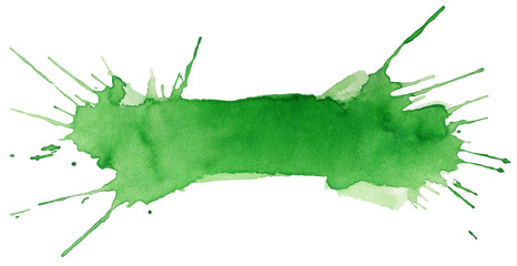 Blot of green watercolor isolated on transparent background