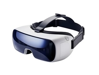 A compact and portable set of VR glasses made for smartphones, standing upright on a white background. Created generative AI