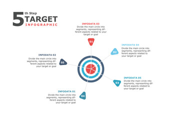 Obraz premium Target with four arrows with numbers and text, infographic template