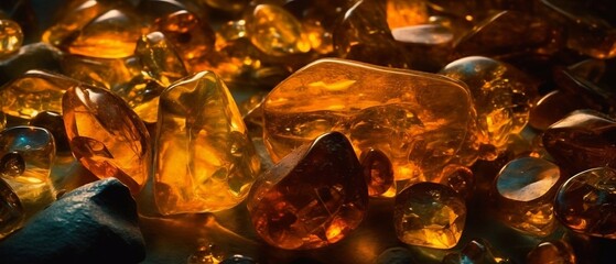 Amber gemstone background and texture, generative AI 