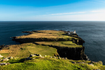 Neist Point lighthouse panorama view, Scotland, Isle of Skye