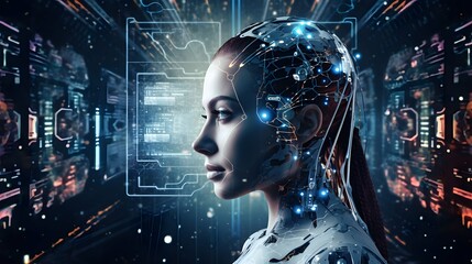 Obraz premium The transformative power of Artificial Intelligence (AI) in the modern world. Generative AI