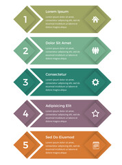 Business infographic design template with five vertical options or steps, process, workflow template, vector eps10 illustration