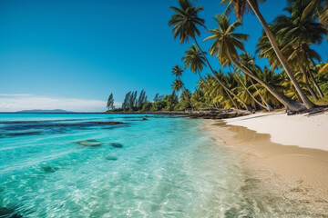 a tropical beach, where crystal - clear turquoise waters