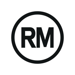 Malaysian ringgit coin symbol. black and white Flat currency icon. currency of The Malaysia. Vector illustration.