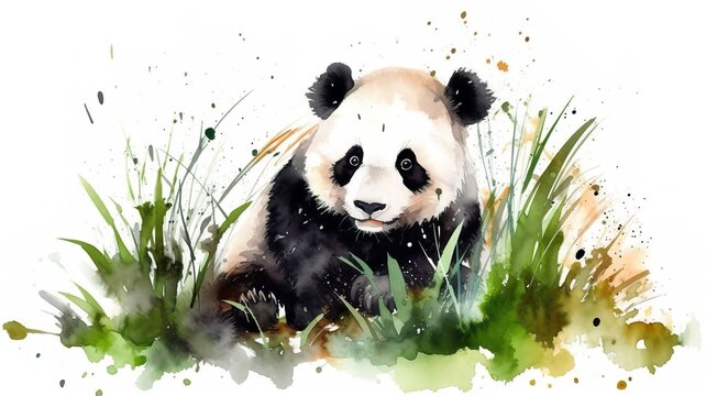 watercolor painting of a panda
