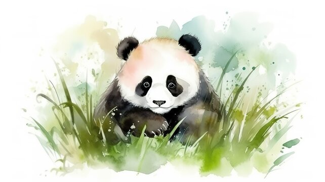 watercolor painting of a panda