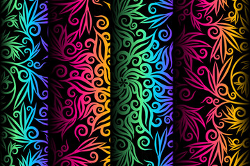 luxurious design colourful flowers line art pattern of indonesian culture traditional  batik ethnic dayak for background wallpaper textile or fashion