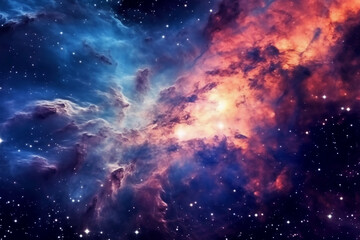 Obraz na płótnie Canvas Starry night sky, Colorful space galaxy cloud nebula. AI generative
