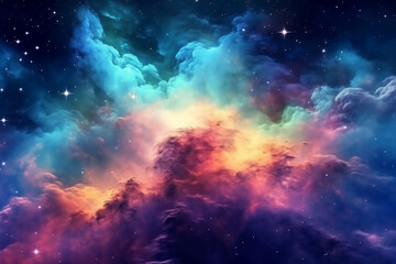 Fototapeta na wymiar Starry night sky, Colorful space galaxy cloud nebula. AI generative
