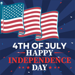 vector flat 4th of July independence day  illustration design