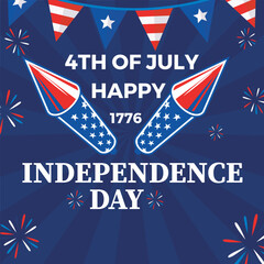 vector flat 4th of July independence day  illustration design