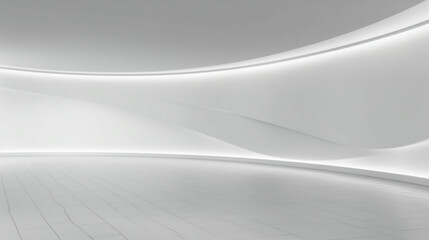 Empty light abstract interior design background. White geometrical textured wall with beautiful lighting. AI generated.