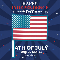 vector flat 4th of July independence day  illustration design