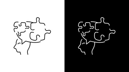 Puzzle Brain Intelligent Emotions Doodle Icon outline Button Design