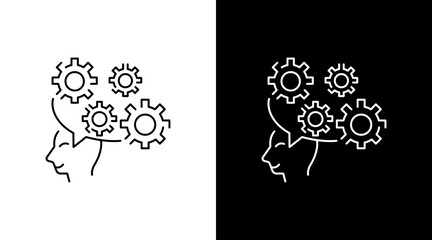 Gear Brain Intelligent Emotions Doodle Icon outline Button Design