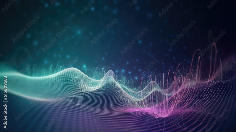 Poster modern abstract digital wave particle background. generative ai aig21.