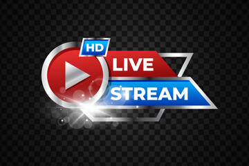 Realistic Sparkling Live Streaming Badges Vector