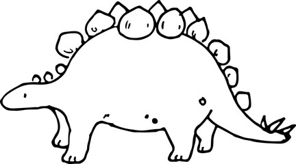 hand drawn Dinosaur stegosaurus, sketch jurassic animal