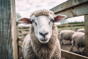 Obraz premium White sheep in a farm