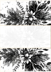 Watercolor floral flower frame with empty space for text
