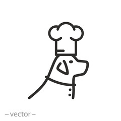 dog with chef cap icon, pet food concept, thin line symbol - editable stroke vector illustration