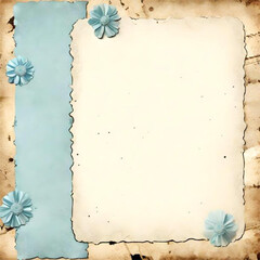 Scrapbook background with the blue color decoration, aged paper 